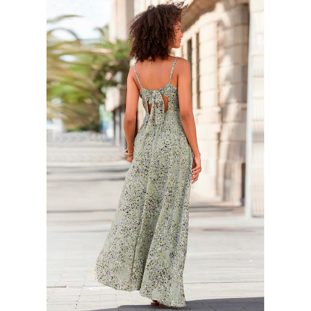 LASCANA Maxikleid aus gewebter Viskose Cut-Out am Rücken Chiffon-Qualität Sommerkleid Exklusive Angebote
