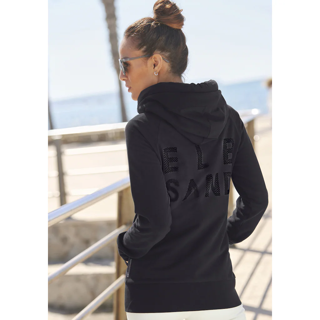 Elbsand Kapuzensweatjacke »Kria« mit Logodruck hinten lässige Freizeitjacke mit Taschen Kostenlose Rückgabe