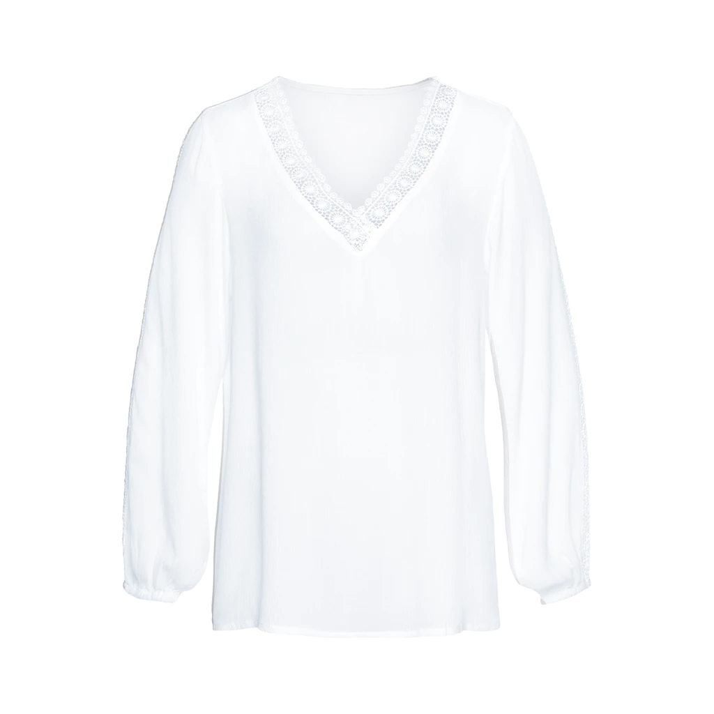 Vivance Crinklebluse mit Spitzeneinsätzen sommerliche Damenbluse Langarmbluse JETZT KAUFEN