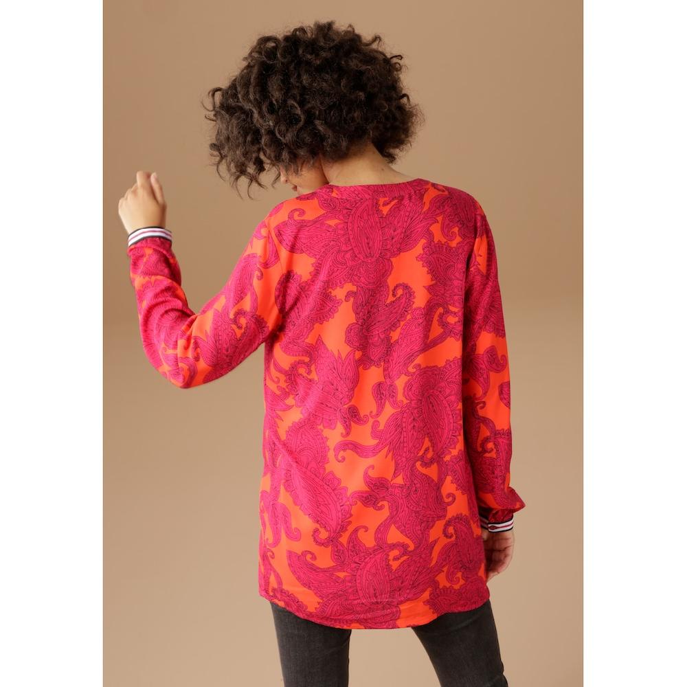 Aniston CASUAL Schlupfbluse mit farbenfrohem großflächigem Ornament-Druck Neueste Stile