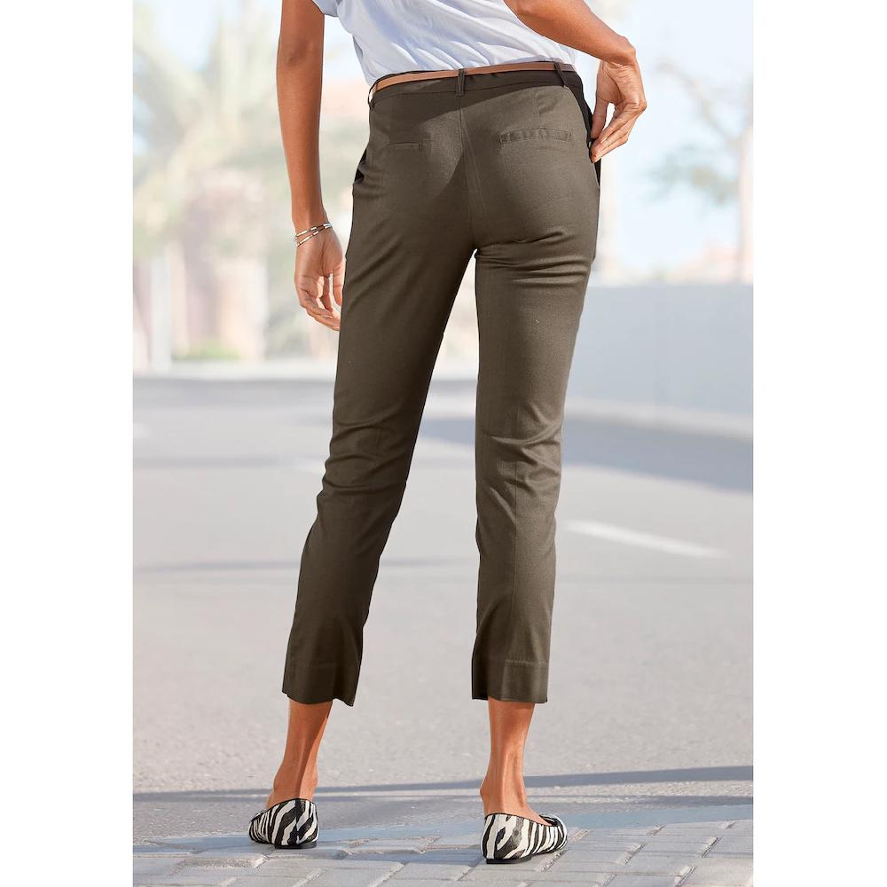 Vivance Chinohose (mit Gürtel in Lederoptik) in klassischer Basic-Form Stoffhose Business-Look zollfrei