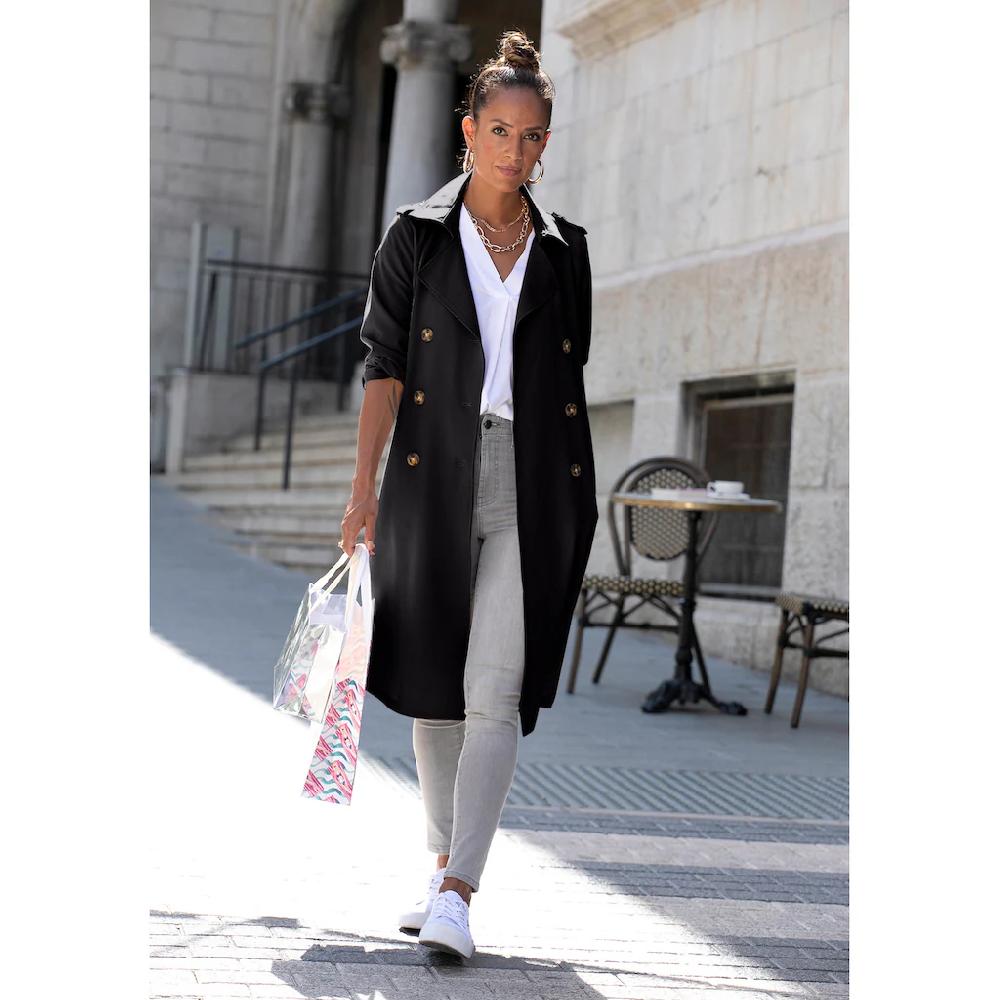 LASCANA Trenchcoat (mit Bindegürtel) zum Regulieren leichter Damenmantel ohne Futter casual-chic Hotsell