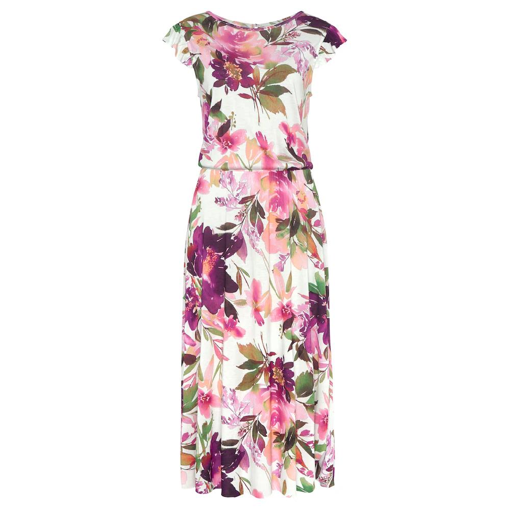 Beachtime Midikleid mit Blumendruck und Gummizug Sommerkleid Strandkleid Meist gekauft