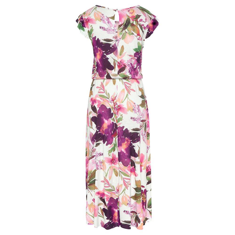 Beachtime Midikleid mit Blumendruck und Gummizug Sommerkleid Strandkleid Meist gekauft