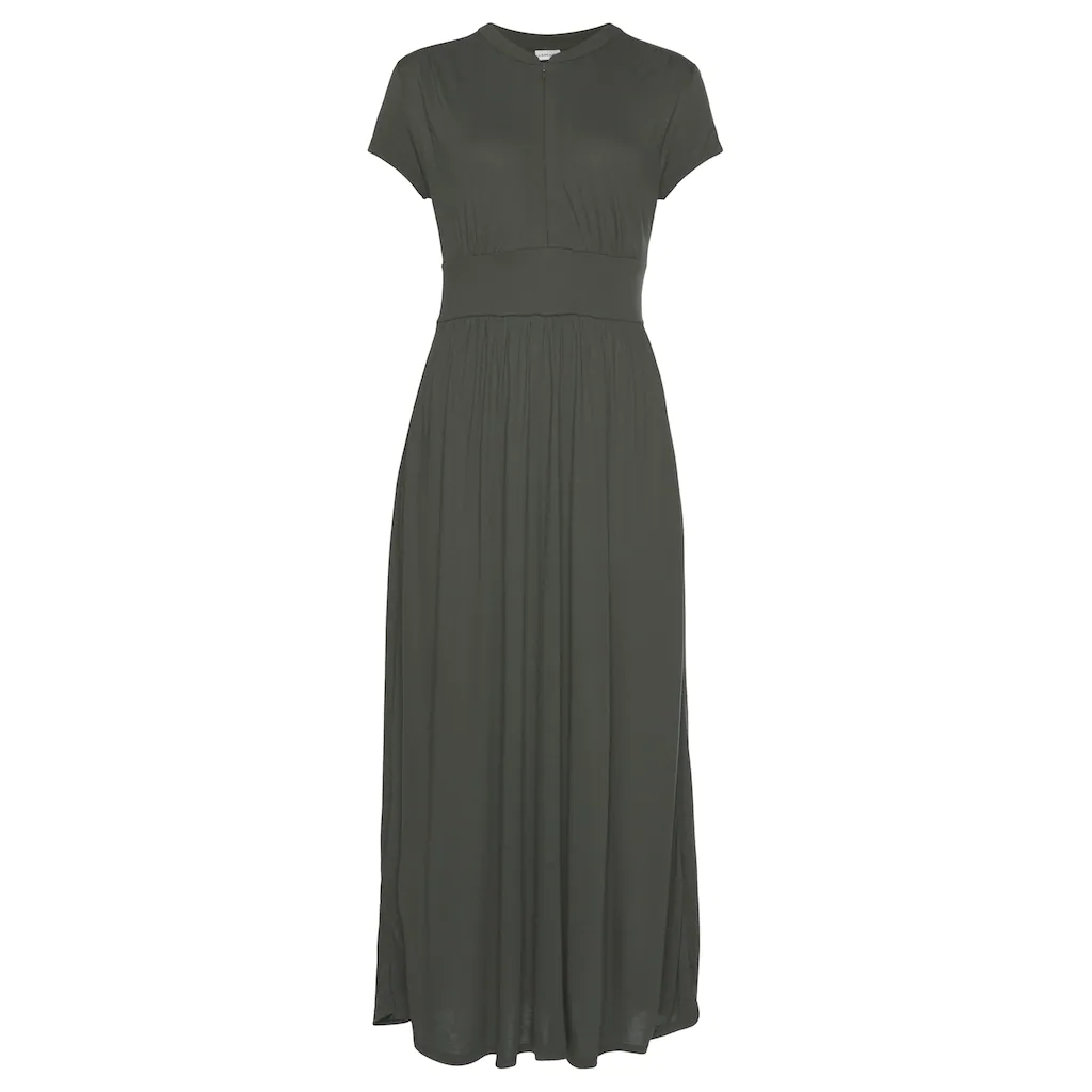 LASCANA Midikleid mit Reißverschluss am Ausschnitt figurbetont sportlich-elegant Sonderangebot