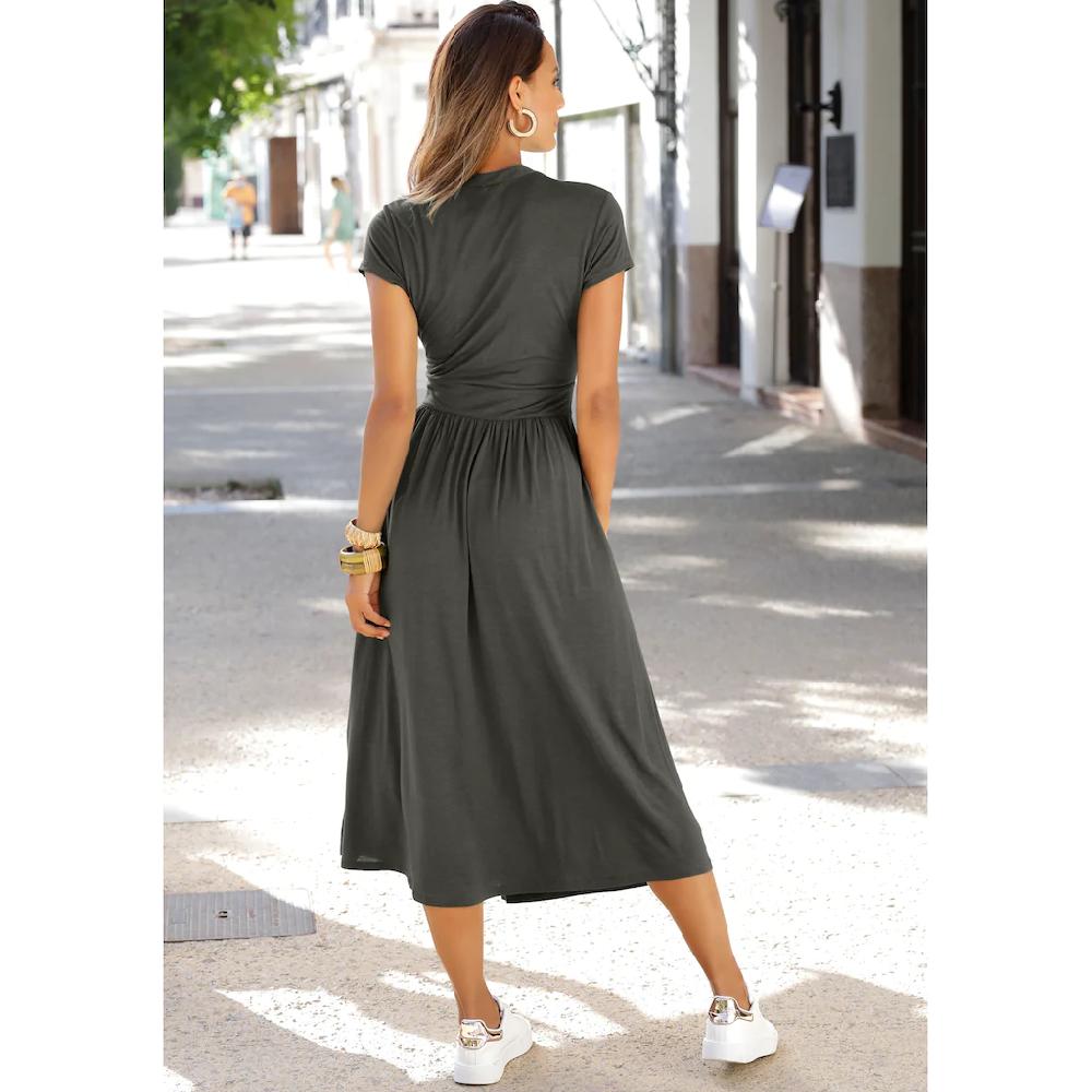 LASCANA Midikleid mit Reißverschluss am Ausschnitt figurbetont sportlich-elegant Sonderangebot