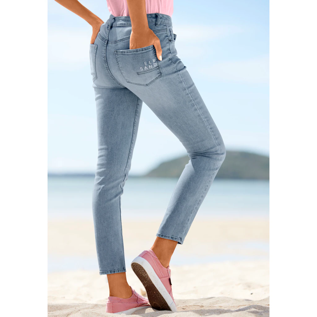 Elbsand Slim-fit-Jeans mit Logodruck schmale Passform softe Denimqualität Versandkostenfrei