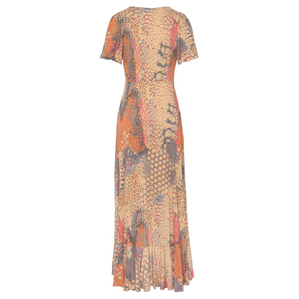Buffalo Maxikleid mit Animalprint Schlitz und Volant Flügelärmel Druckkleid Großer Ausverkauf
