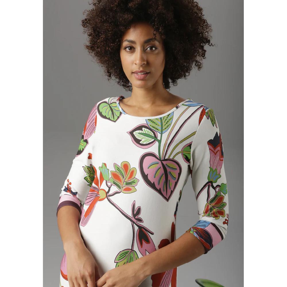 Aniston SELECTED Jerseykleid mit gestreiften Abschlüssen Online Shopping