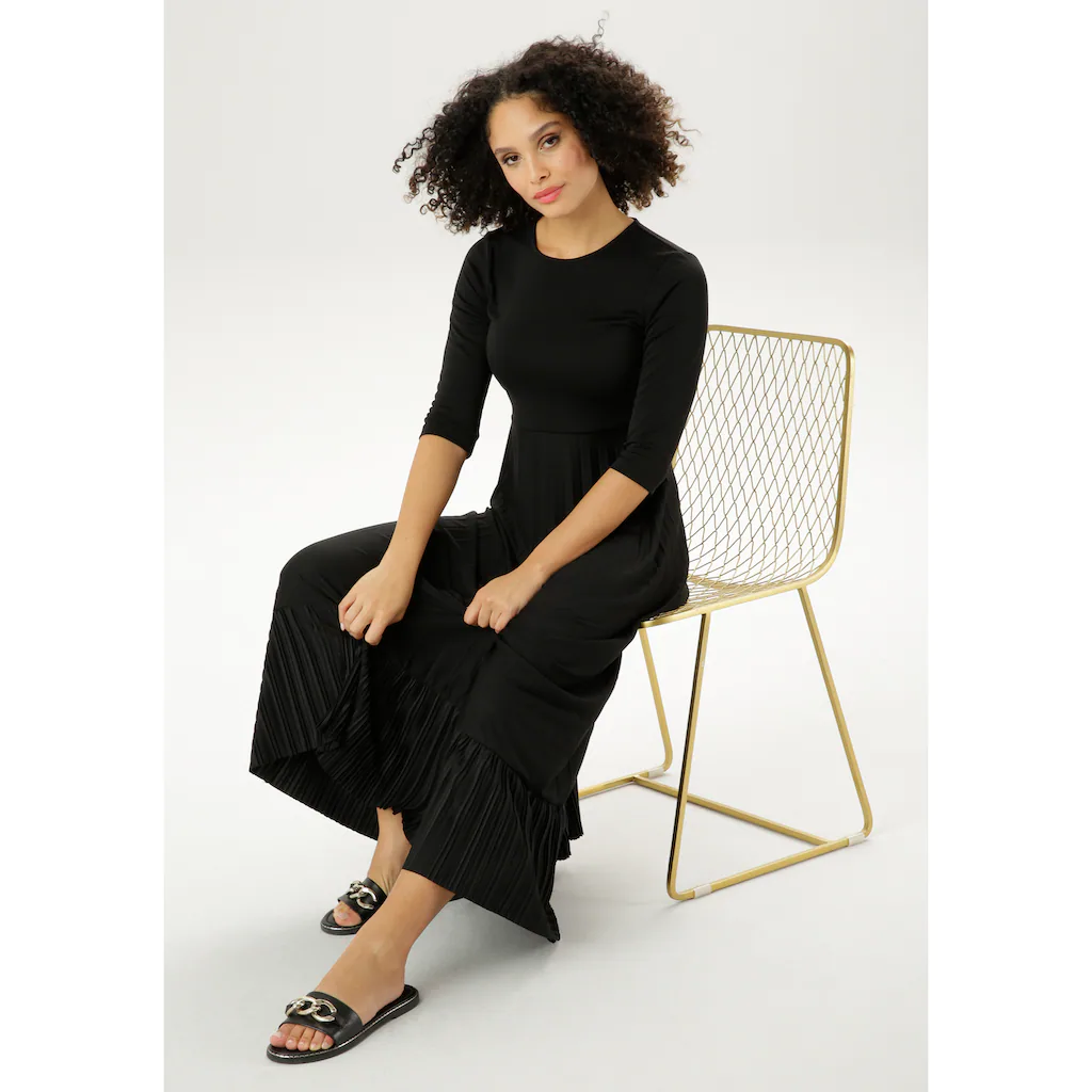 Aniston CASUAL Maxikleid Rockteil mit Volant aus Plissee Exklusivangebot