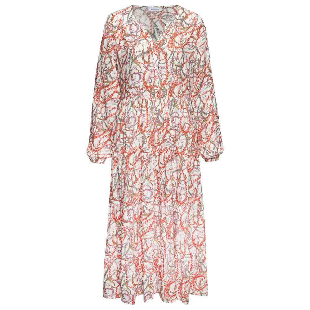 LASCANA Maxikleid mit Alloverprint und Volants langärmlig Druckkleid casual-chic Top Angebot