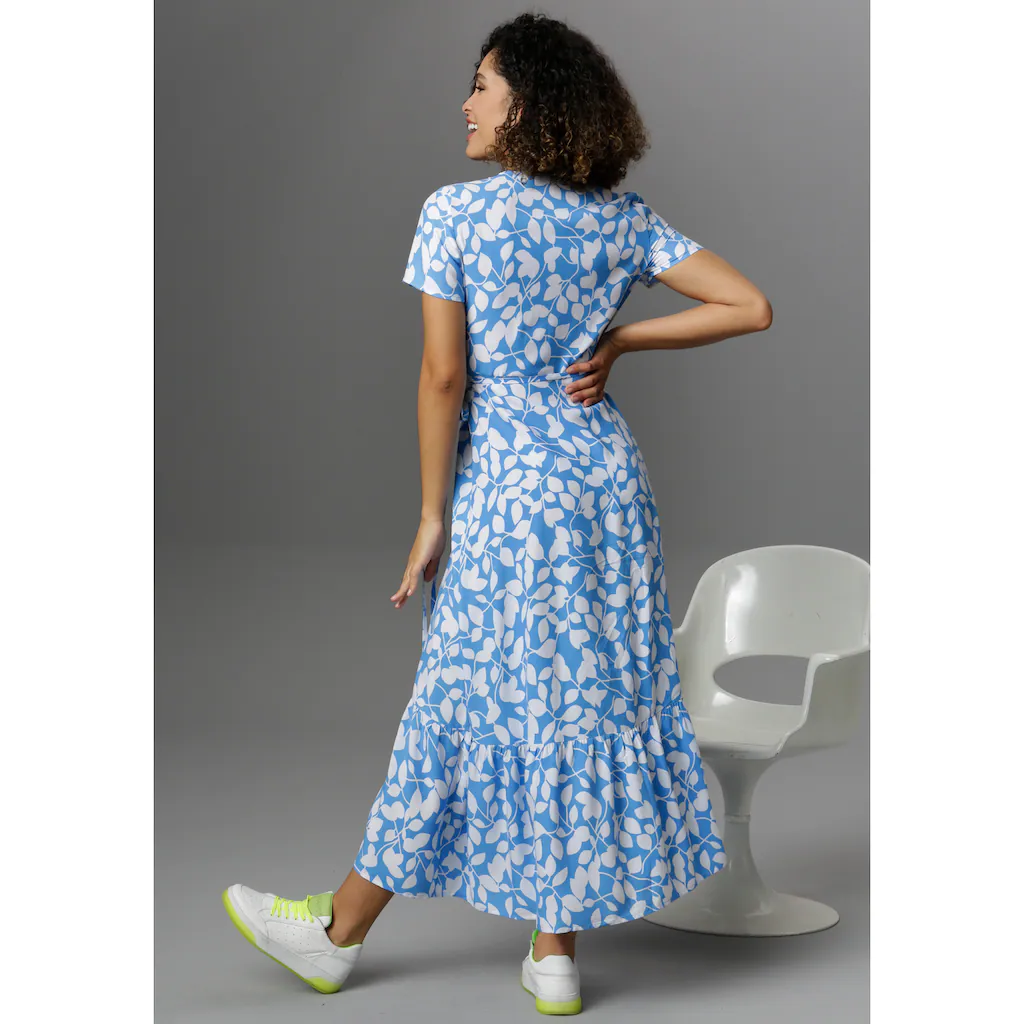 Aniston CASUAL Wickelkleid mit graphischen Blätterdruck Zeitlich begrenztes Angebot