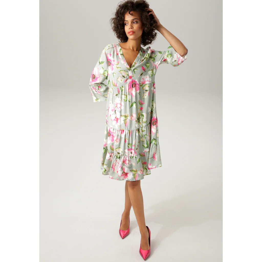 Aniston CASUAL Tunikakleid mit fantasievollem Blumendruck Exklusive Angebote