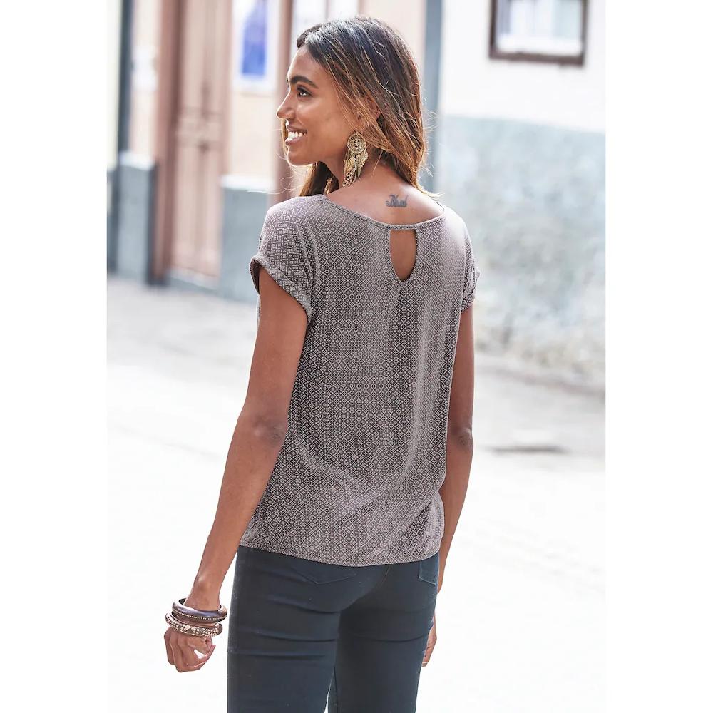 LASCANA Kurzarmshirt »mit modischem Cut-Out« (2er-Pack) aus weichem Viskose-Stretch Saisonale Angebote