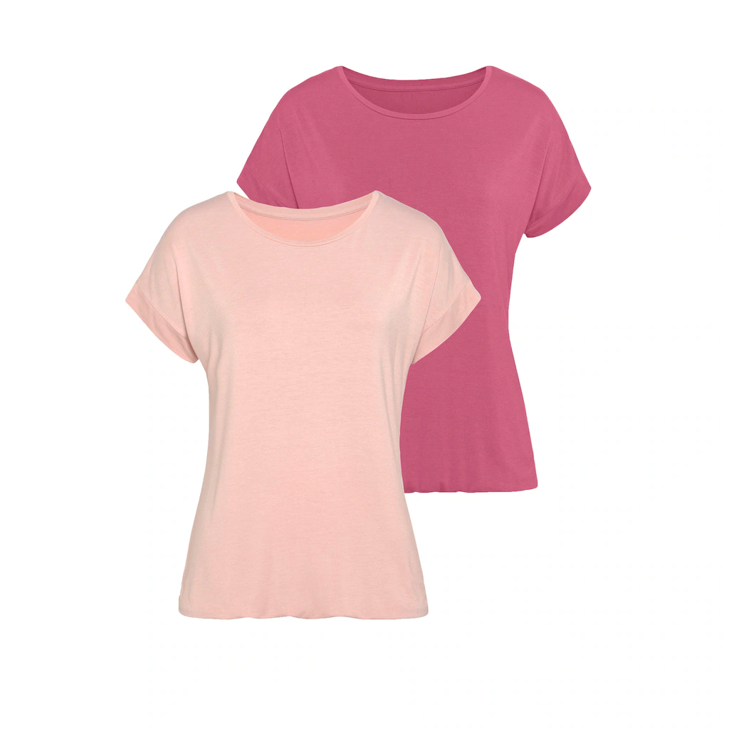 Vivance Kurzarmshirt »mit Gummizug im Bund« (2er-Pack) aus weichem Viskose-Stretch Kauf eins, bekomm eins gratis