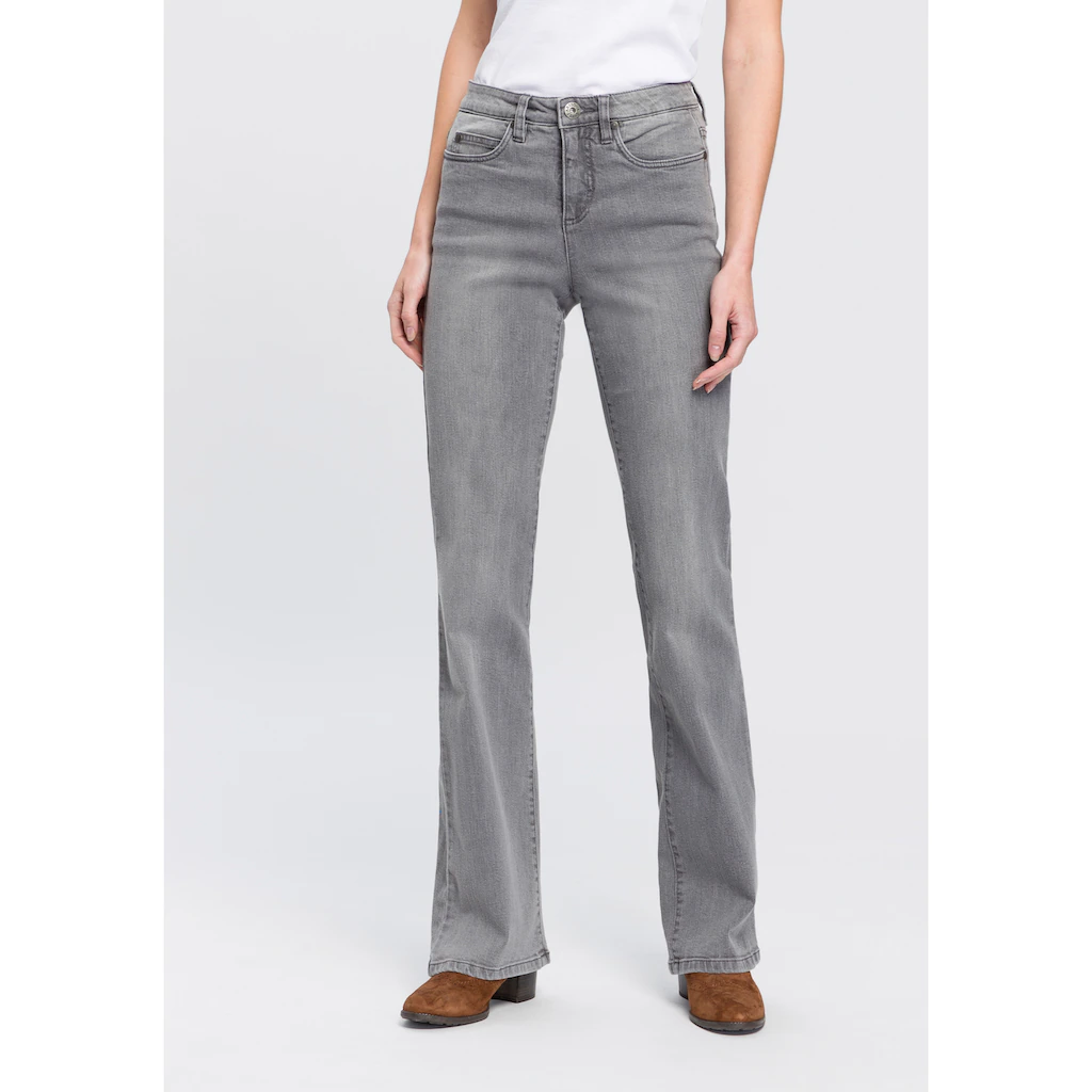 Arizona Bootcut-Jeans »Comfort-Fit« ausgestellte Beinform mit Eingrifftaschen High-Waist Sonderangebote