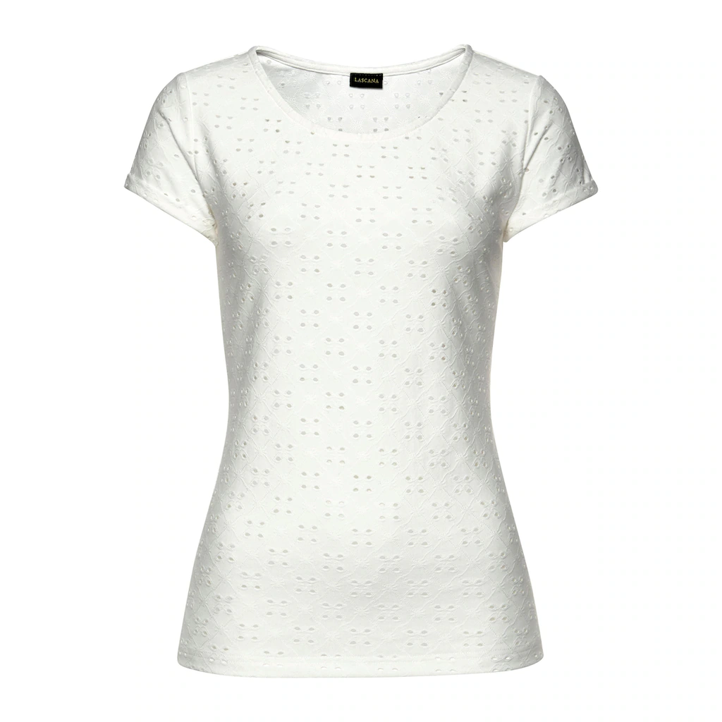 LASCANA Strandshirt mit Lochstickerei T-Shirt Kurzarmshirt Basic VIP-Rabatte