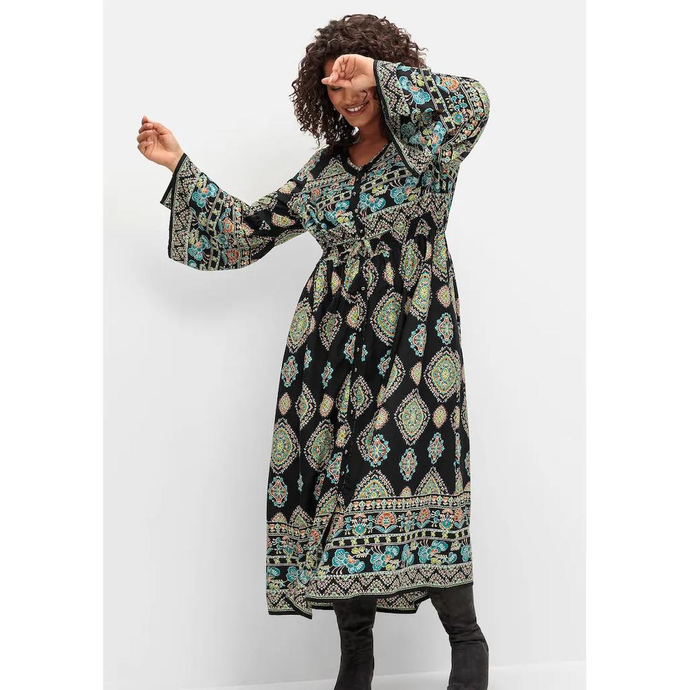 sheego by Joe Browns Maxikleid »Große Größen« im Boho-Stil mit Trompetenärmeln Tiefpreis