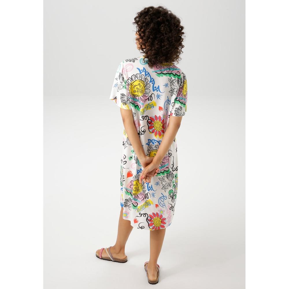 Aniston CASUAL Sommerkleid mit farbenfrohem kunstvollen Druck - NEUE KOLLEKTION Kostenlose Rückgabe