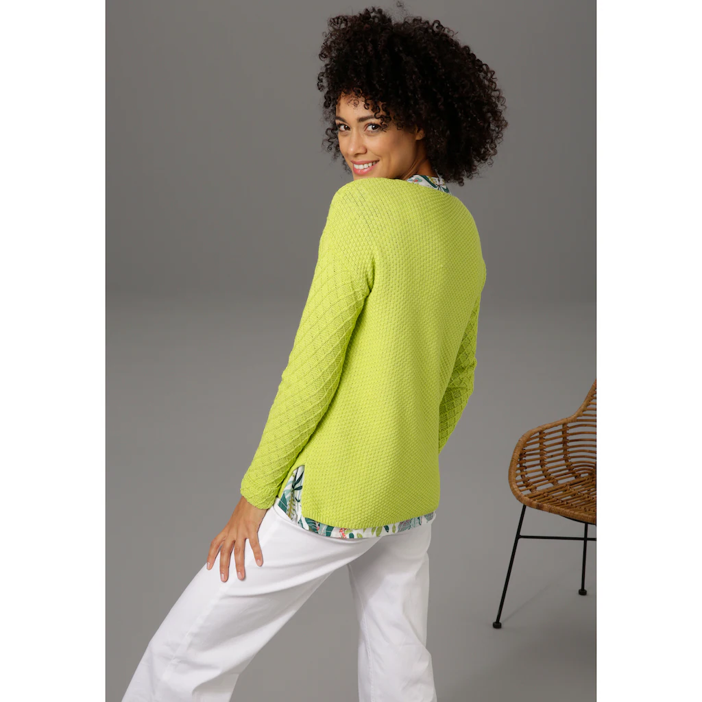 Aniston CASUAL V-Ausschnitt-Pullover im trendigen Mustermix Begrenzte Freigabe