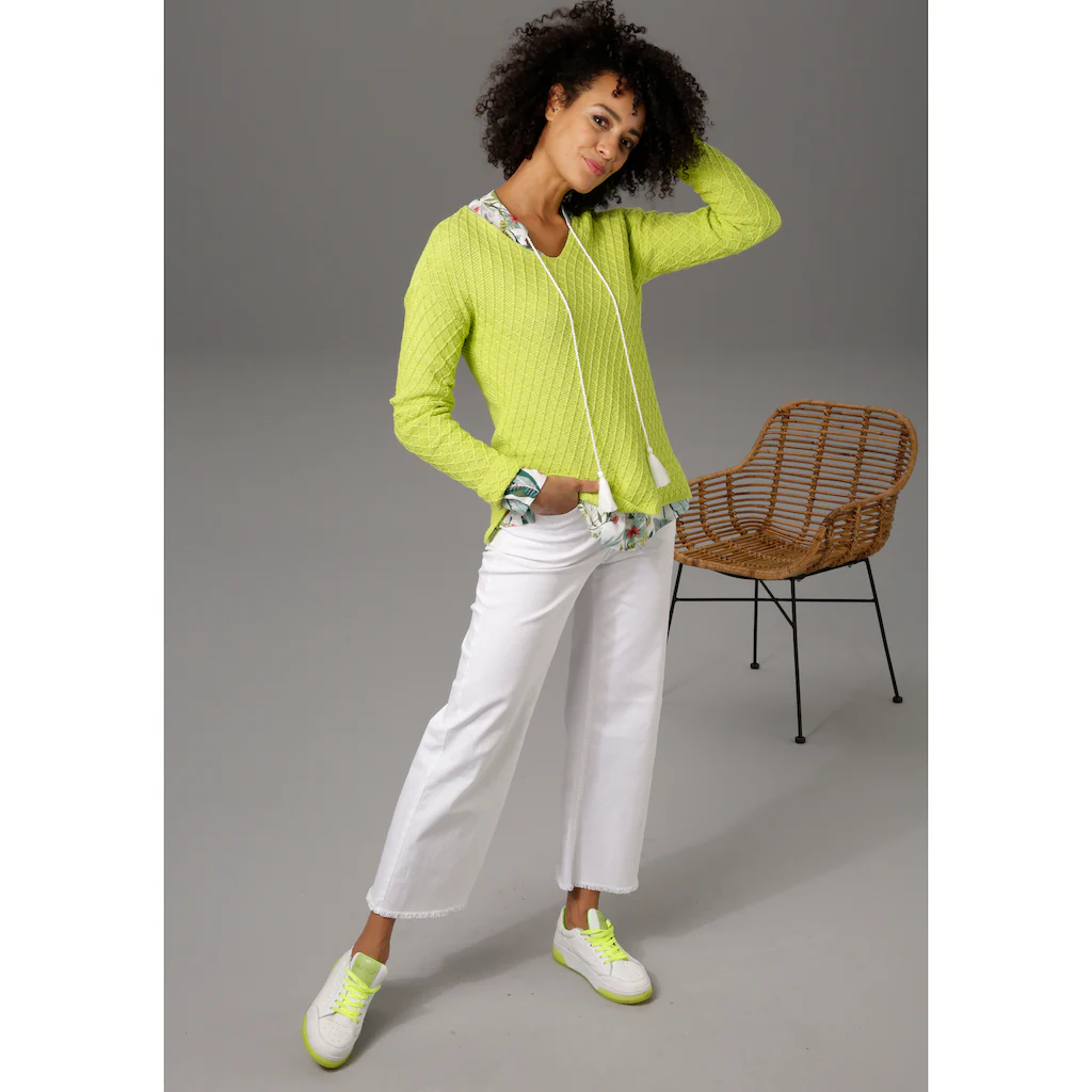 Aniston CASUAL V-Ausschnitt-Pullover im trendigen Mustermix Begrenzte Freigabe