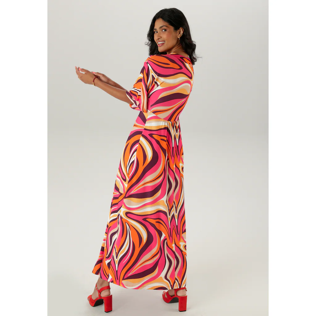 Aniston SELECTED Maxikleid mit weiten 3/4-langen Ärmeln - NEUE KOLLEKTION Vierteljährliche Förderung