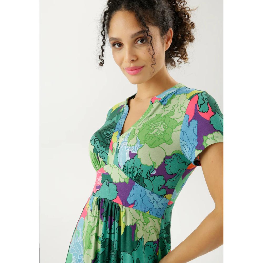Aniston CASUAL Sommerkleid mit großflächigem graphischem Blumendruck Discount Store für neue Produkte