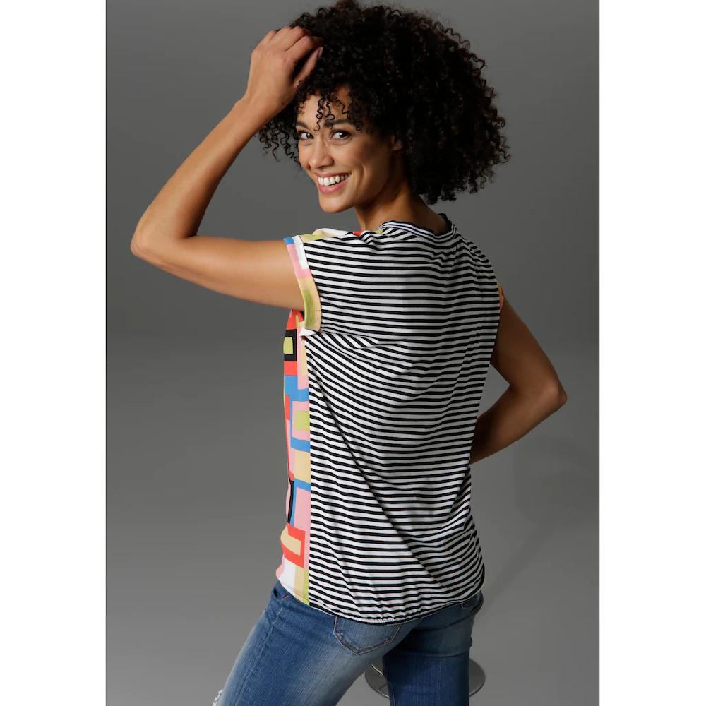 Aniston CASUAL T-Shirt im Material- und Mustermix Riesige Rabatte