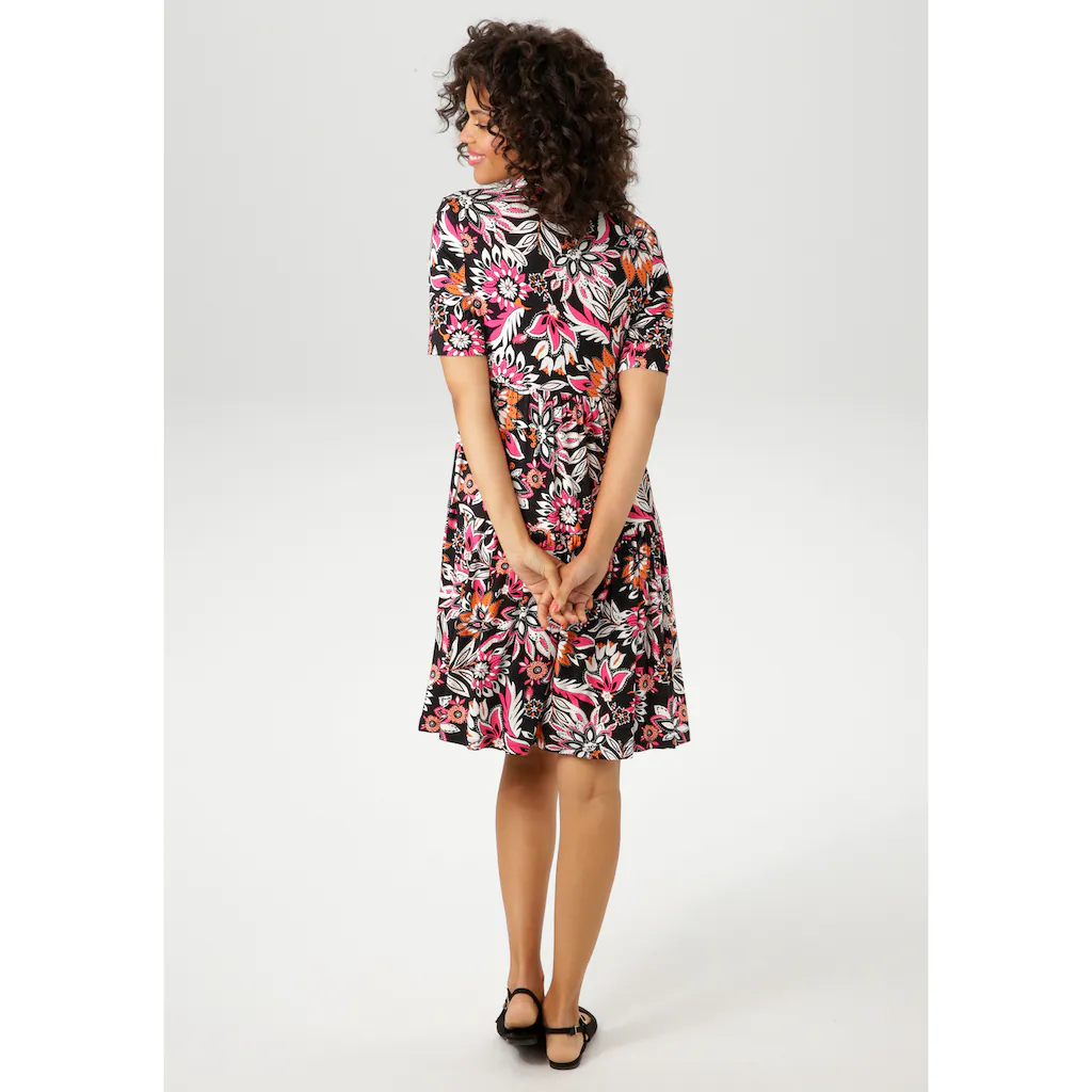 Aniston CASUAL Sommerkleid mit extravagantem Blumendruck- jedes Teil ein Unikat - NEUE KOLLEKTION Clearance-Verkauf