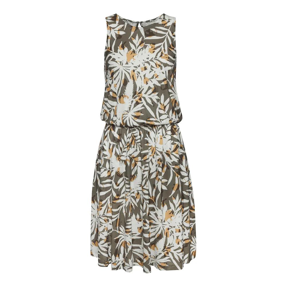 Vivance Jerseykleid mit Blätterdruck kurzes Sommerkleid Strandkleid Fabrikladen