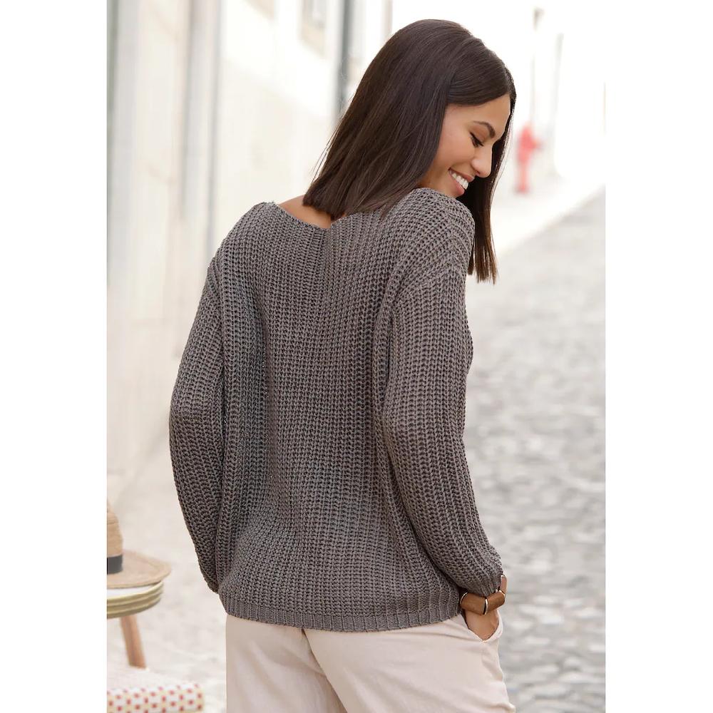 LASCANA Rundhalspullover aus weichem Grobstrick lockerer Strickpullover Damenpullover zollfrei