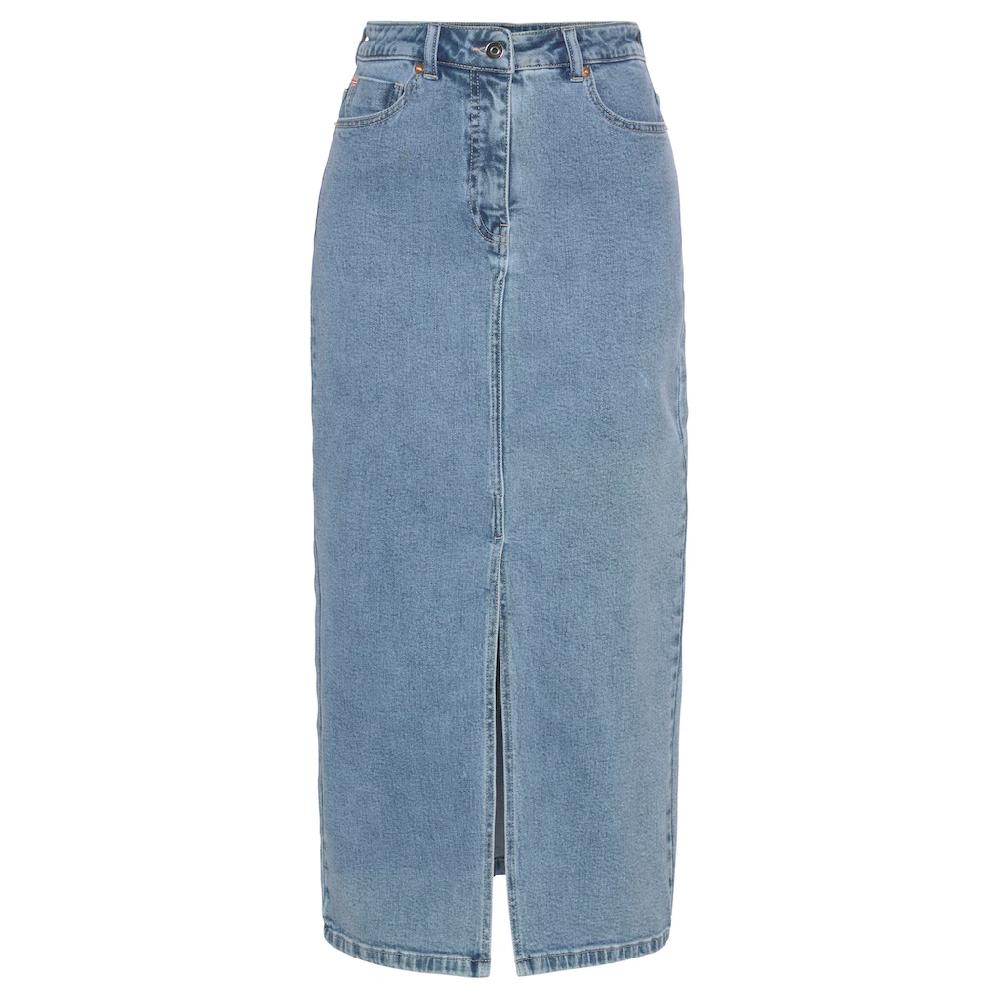 Buffalo Jeansrock in modischer Midilänge elastischer Denimrock mit Schlitz Sommerrock Limitierter Zeitrabatt