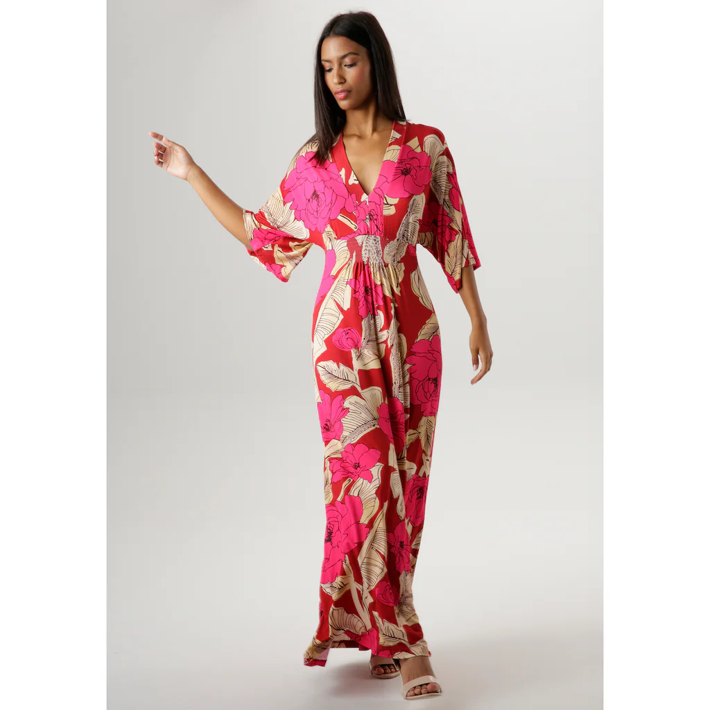 Aniston SELECTED Sommerkleid mit großflächigem Blüten- und Blätterdruck Preisnachlass