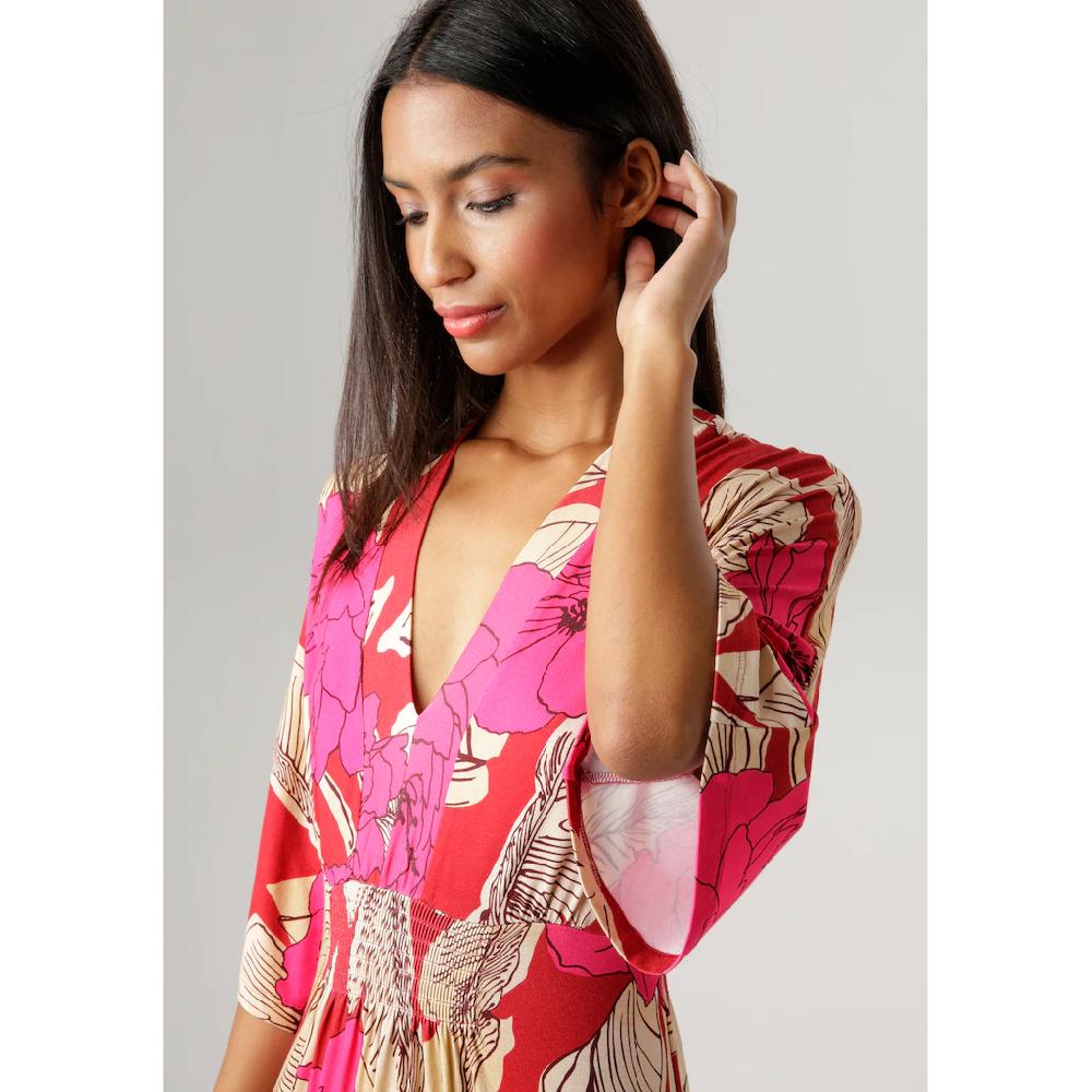 Aniston SELECTED Sommerkleid mit großflächigem Blüten- und Blätterdruck Preisnachlass