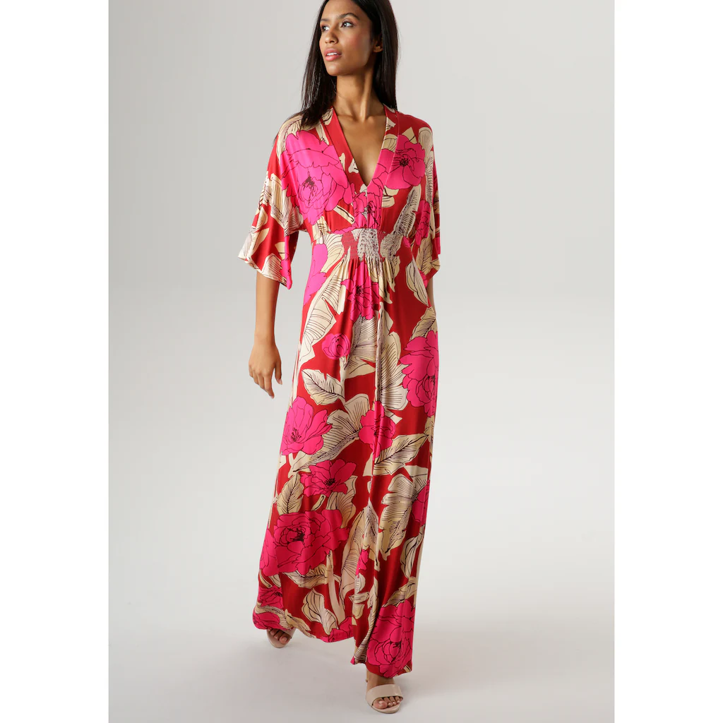 Aniston SELECTED Sommerkleid mit großflächigem Blüten- und Blätterdruck Preisnachlass