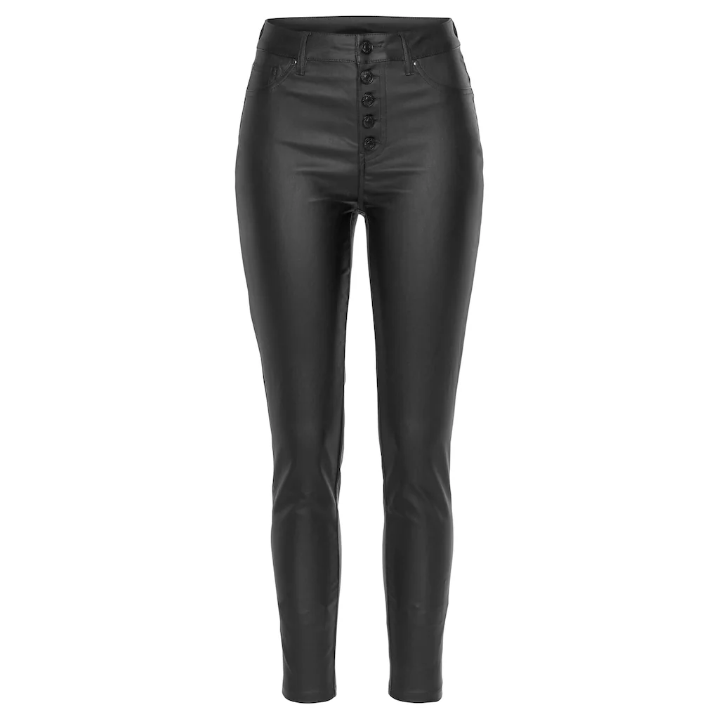 LASCANA Lederimitathose mit sichtbarer Knopfleiste enge Kunstlederhose casual-chic Black Friday