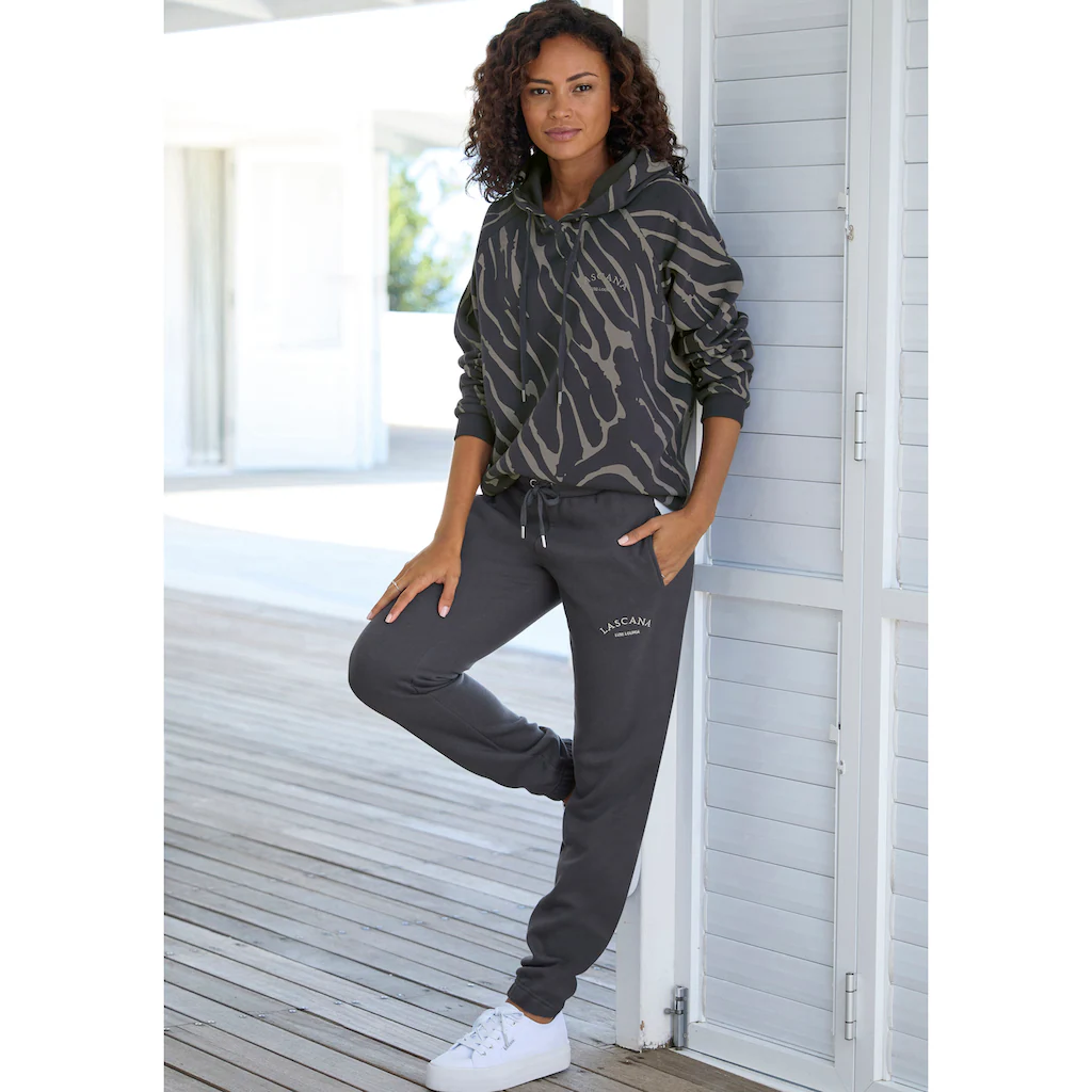 LASCANA Kapuzensweatshirt mit Zebramuster Loungewear Weihnachtsangebot