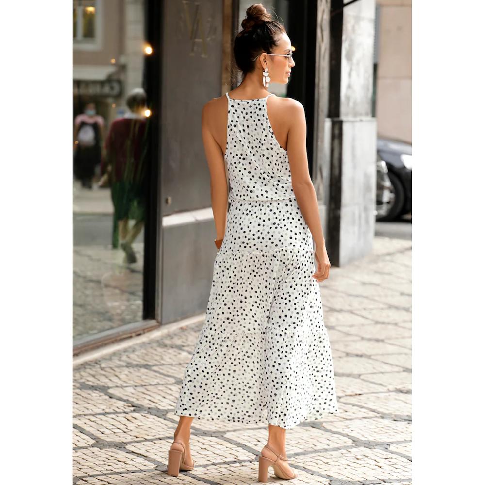 Buffalo Maxikleid mit Pünktchendruck fließendes Sommerkleid Jerseykleid Muttertagsangebot