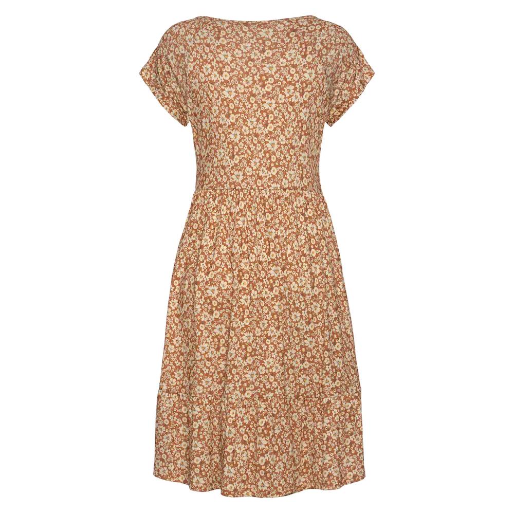 Buffalo Jerseykleid mit Blümchenprint und V-Ausschnitt Sommerkleid Strandkleid Top Angebot