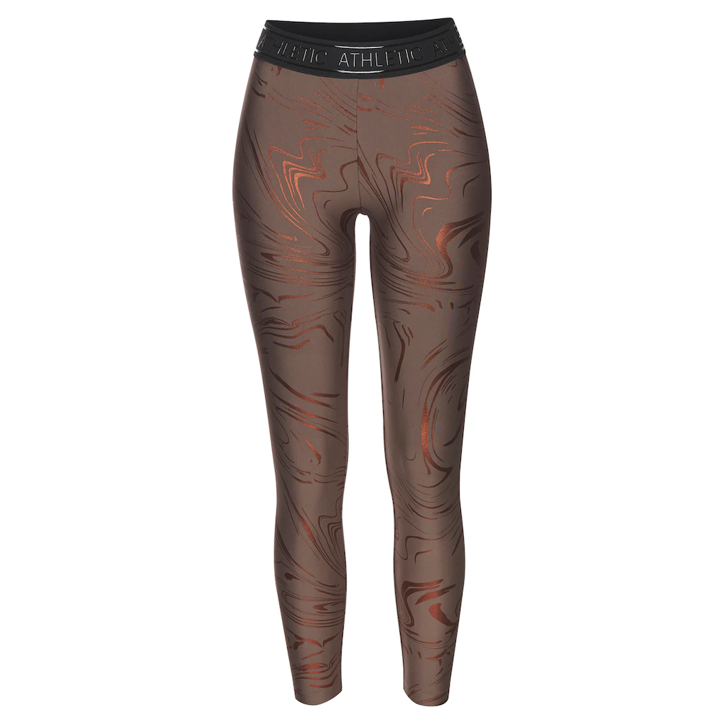 LASCANA ACTIVE Funktionsleggings Sportleggings mit glänzendem Print und 3D Schriftzug Blitzangebot