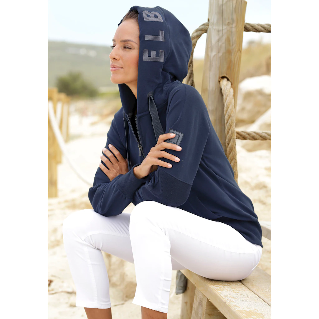Elbsand Sweatjacke mit Logo-Stickerei an der Kapuze bequeme Freizeitjacke mit Taschen Kauf eins, bekomm eins gratis