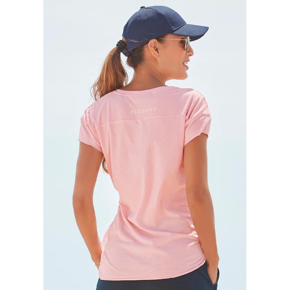 Elbsand T-Shirt »Ranva« mit Logodruck Kurzarmshirt aus Baumwoll-Mix sportlich Riesige Ersparnisse