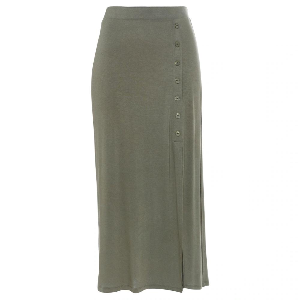 Buffalo Midirock mit Schlitz und Zierknopfleiste elastischer Jerseyrock Strandrock Tiefpreis