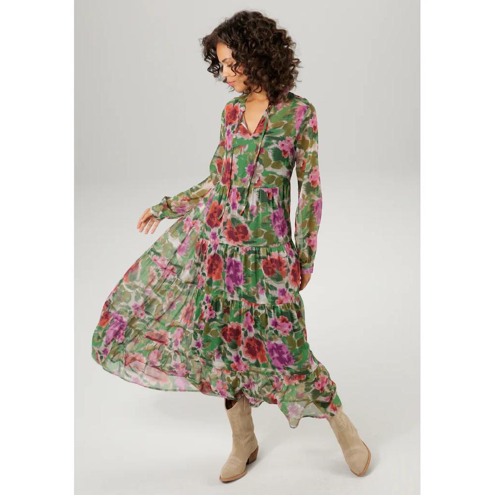 Aniston CASUAL Maxikleid (mit Jersey-Unterkleid) mit farbharmonischem Blumendruck im Batik-Look Wochenangebot