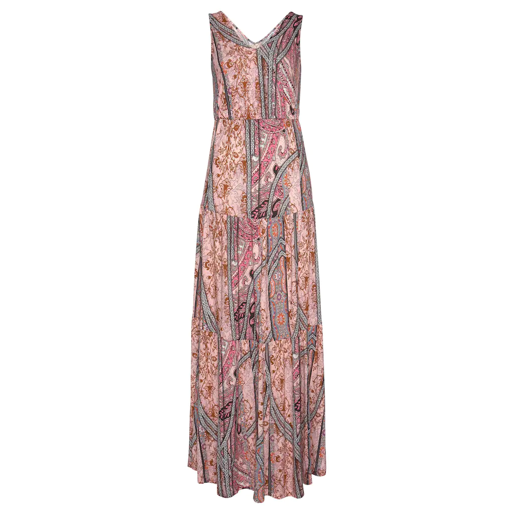 Buffalo Maxikleid mit modischen Volants und Allover-Druck Sommerkleid Strandkleid JETZT KAUFEN