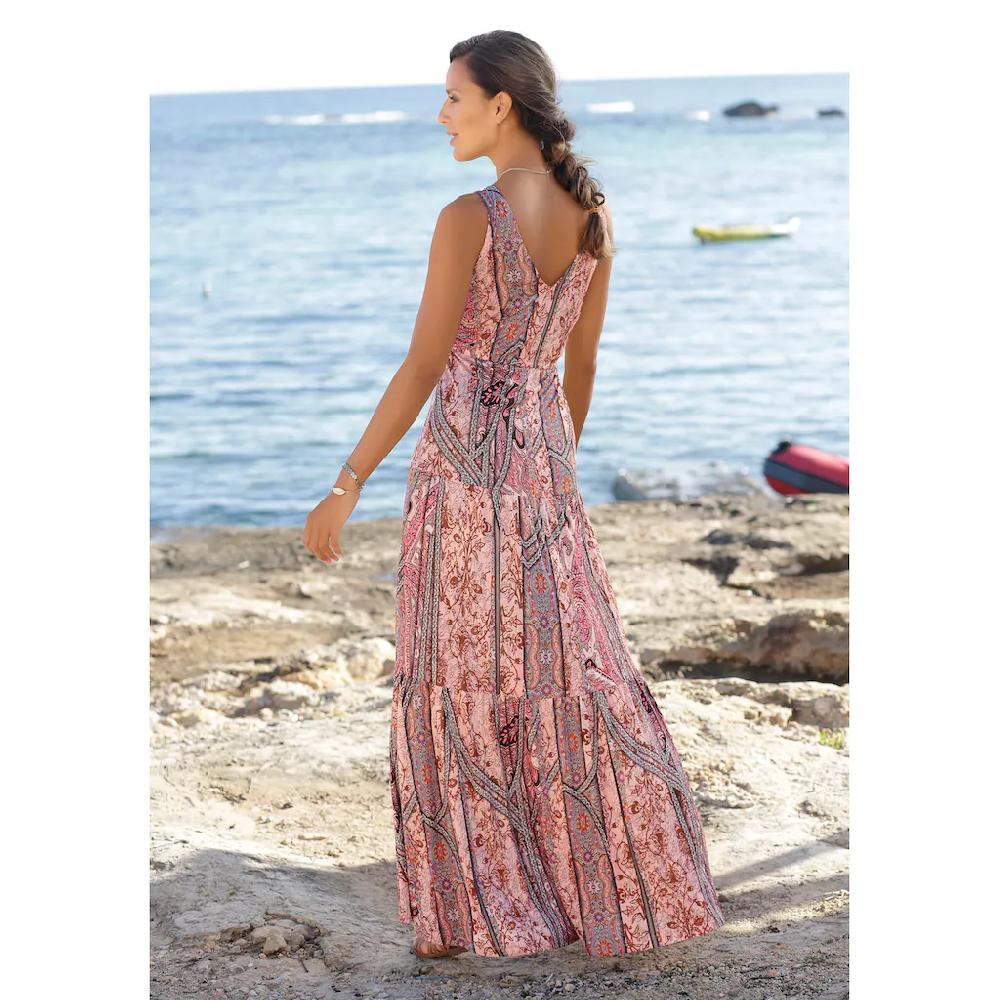 Buffalo Maxikleid mit modischen Volants und Allover-Druck Sommerkleid Strandkleid JETZT KAUFEN