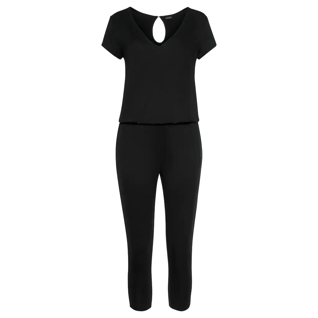 LASCANA 7/8-Overall mit V-Ausschnitt kurzärmliger Jumpsuit Basic Letzte 2 Tage