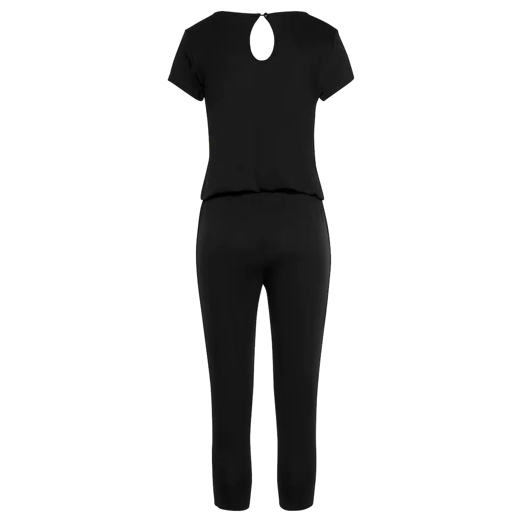 LASCANA 7/8-Overall mit V-Ausschnitt kurzärmliger Jumpsuit Basic Letzte 2 Tage