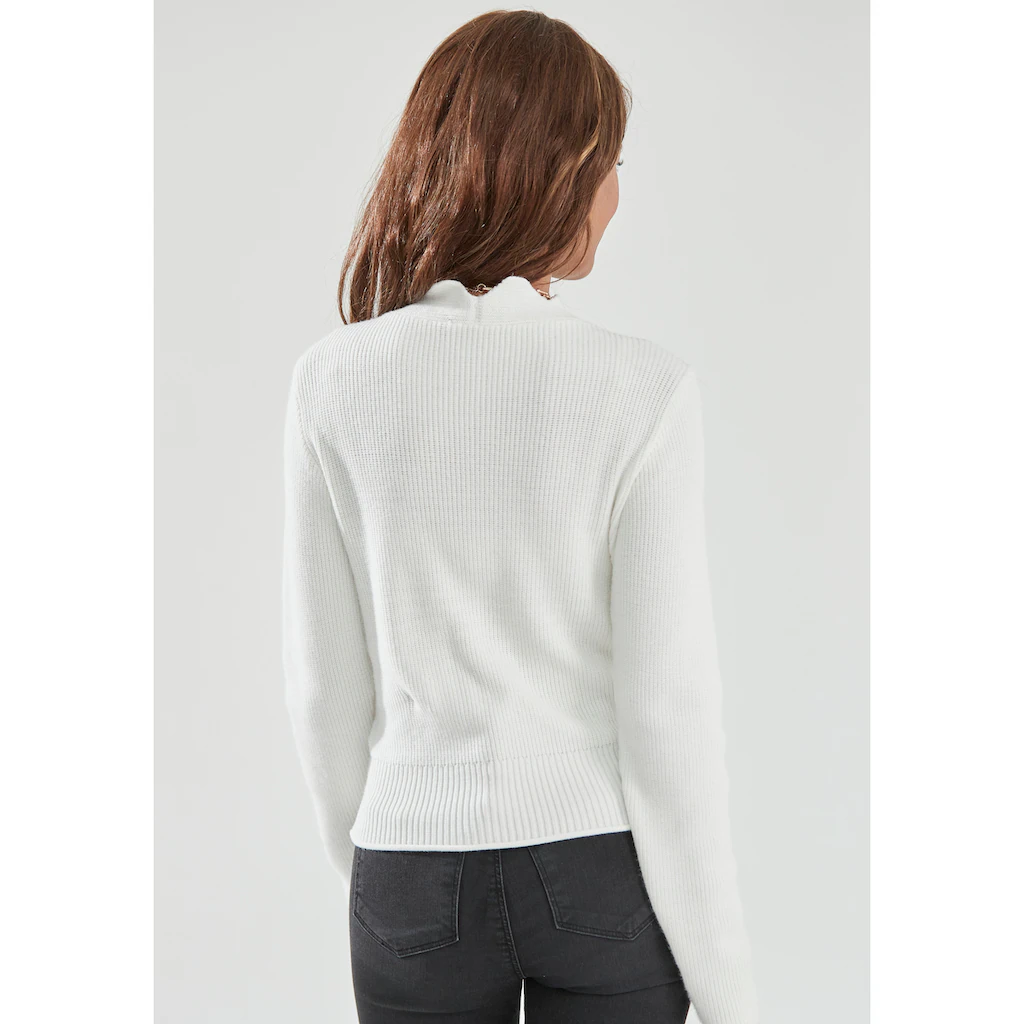 LASCANA Strickpullover mit Wellenkante modischer Damenpullover mit besonderem Ausschnitt Letzter Tag