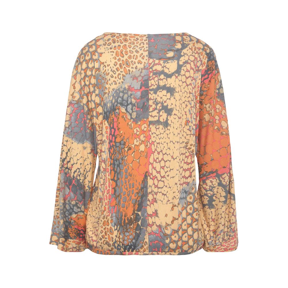 Buffalo Fledermausshirt mit Animaldruck lockere Bluse mit V-Ausschnitt Blusenshirt Super Rabatt